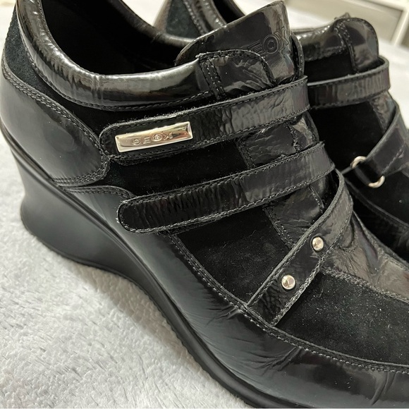 GEOX Janice Patent Leather and Suede Wedge Shoes Size 7.5 - Picture 5 of 8